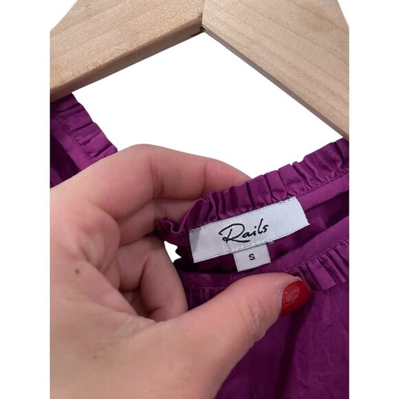 Rails Filomena blouse purple flutter Sleeve Ruffle Lace Berry Size Small - Picture 7 of 9